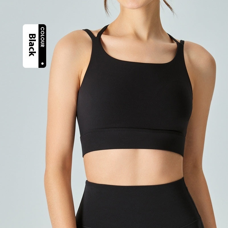 Spaghetti Strap One-piece Fixed Cup Sports Underwear Medium Strength Beauty Back Strap