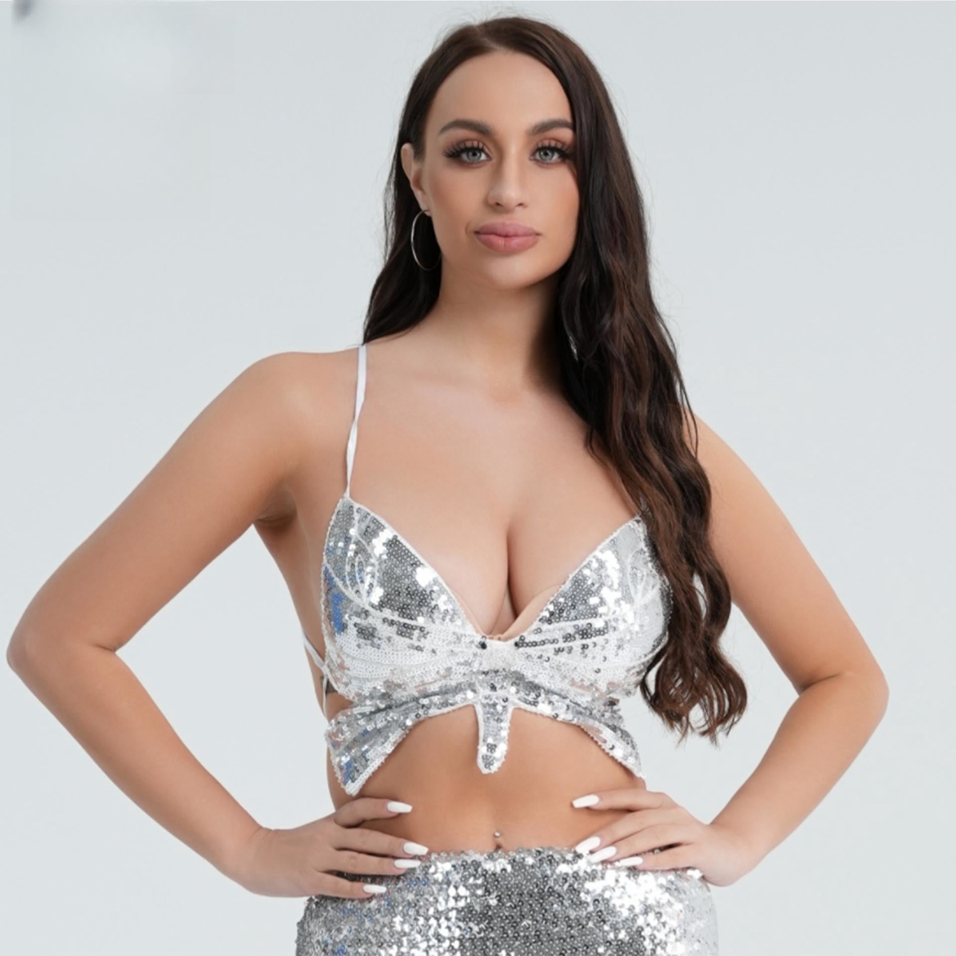 Sequined Top Butterfly Bra