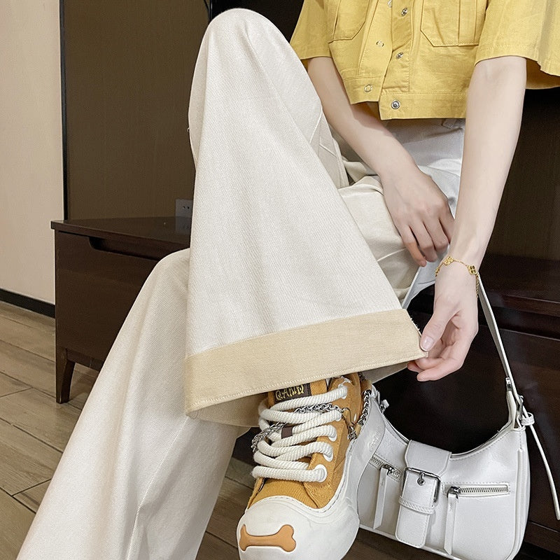 Tea Gray Flared Jeans Women's High Waist Slimming Bootcut Pants