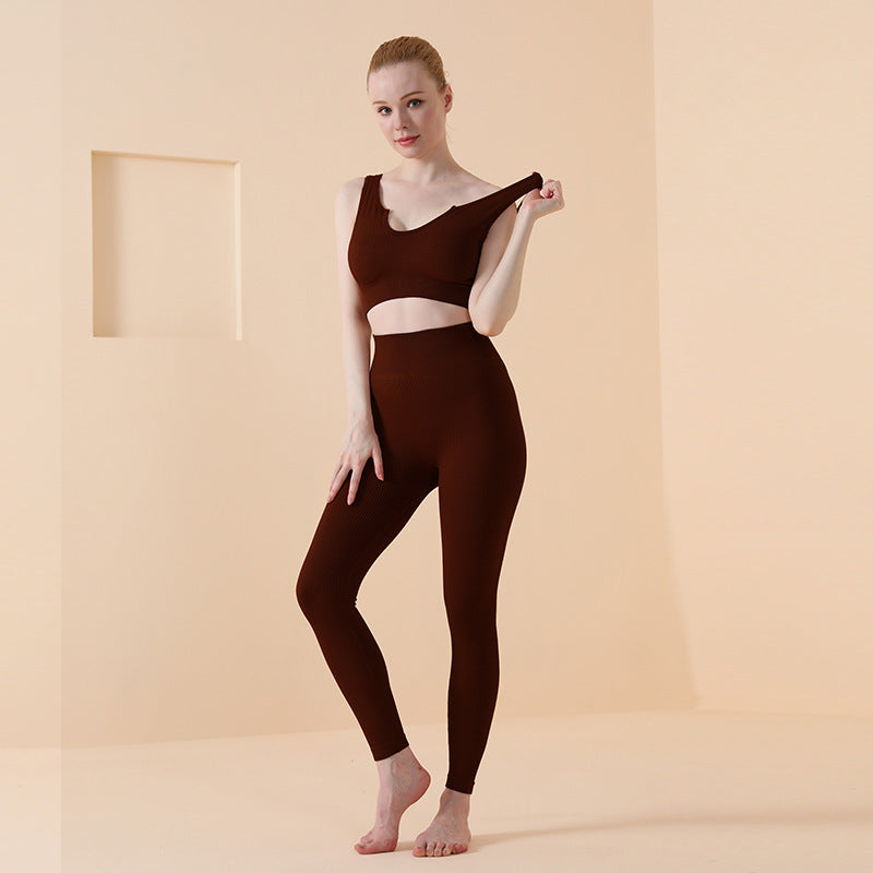 Striped Solid Color Quick-drying Gym Suit Sports Bra