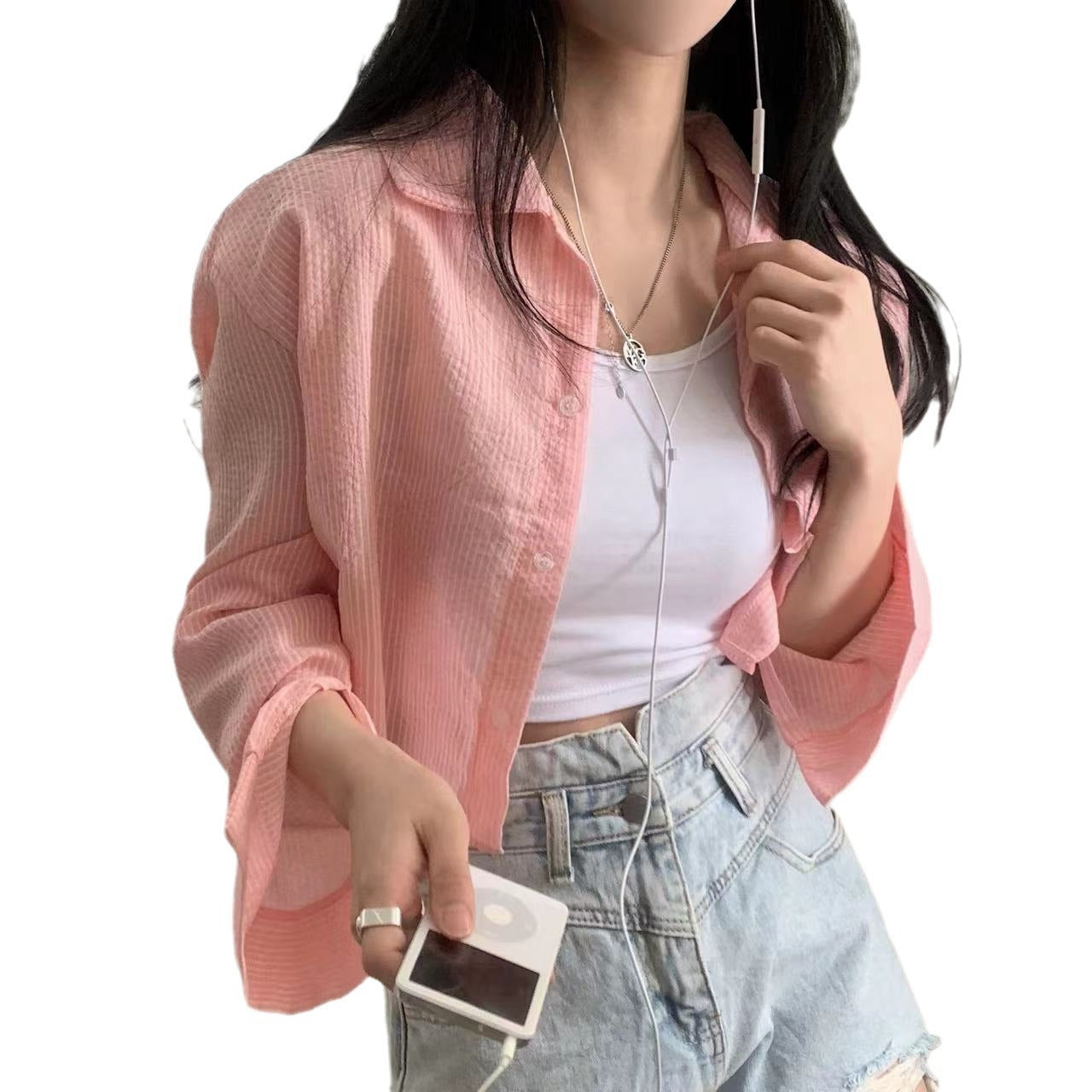 Striped Shirt Women's Long Sleeve Sun Protection Shirt